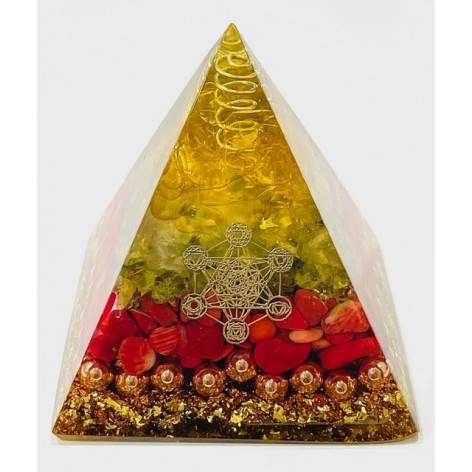 Pyramid Orgonite, Metatron Gold Leaves