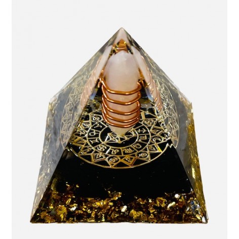 Pyramid Orgonite, Rose Quartz and Onyx Point