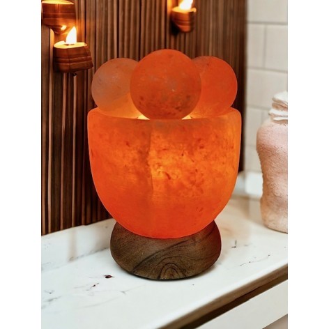 Lampe avec 4 boules de massage en Sel d'Himalaya