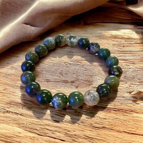 Agate Mousse bracelet, 10mm beads