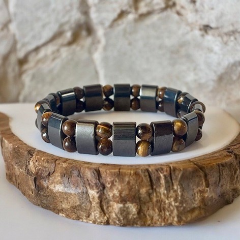 Hematite and tiger eye bracelet, man