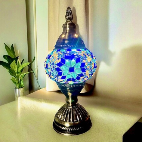 Lampe mosaïque bleue