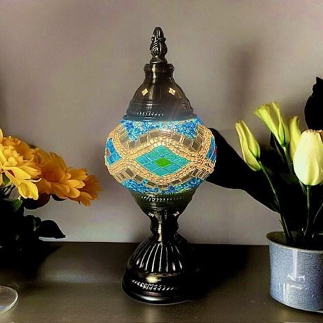 Lampe mosaïque turquoise