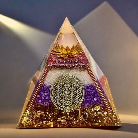 Orgonite pyramid, lotus-flower of life