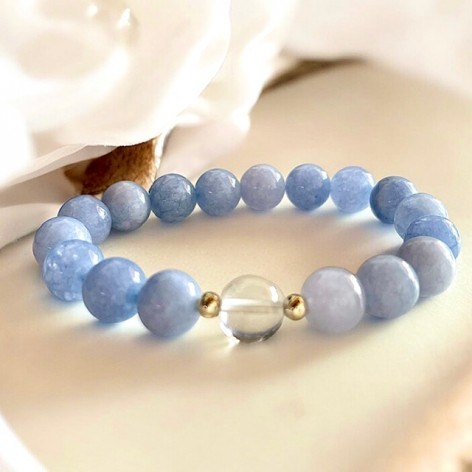 Aquamarine & rock crystal bracelet