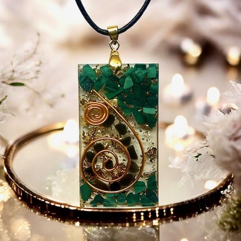 Orgonite, Malachite & Tourmaline Pendant