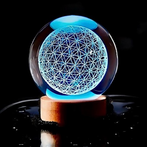 Flower of life 3D crystal ball, LED